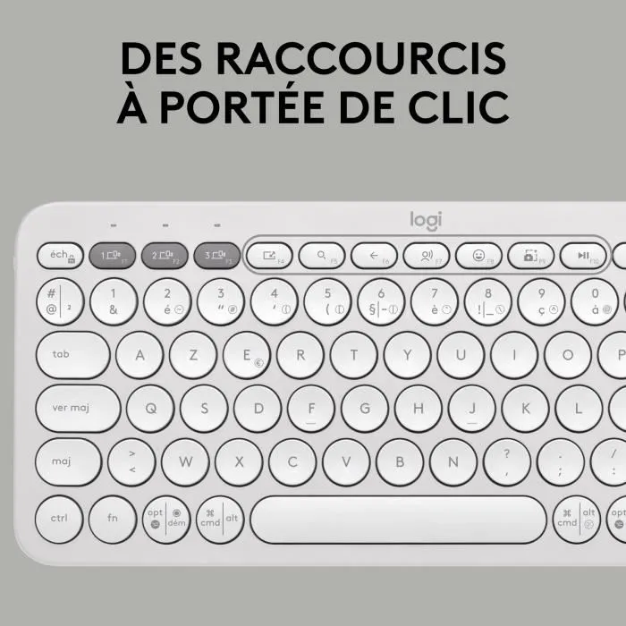 Logitech Pebble Keys 2 K380s - Clavier sans fil minimaliste avec bouton Easy-Switch pour 3 appareils, touches Fn programmables et plastique recyclé - Blanc