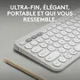 Logitech Pebble Keys 2 K380s - Clavier sans fil minimaliste avec bouton Easy-Switch pour 3 appareils, touches Fn programmables et plastique recyclé - Blanc