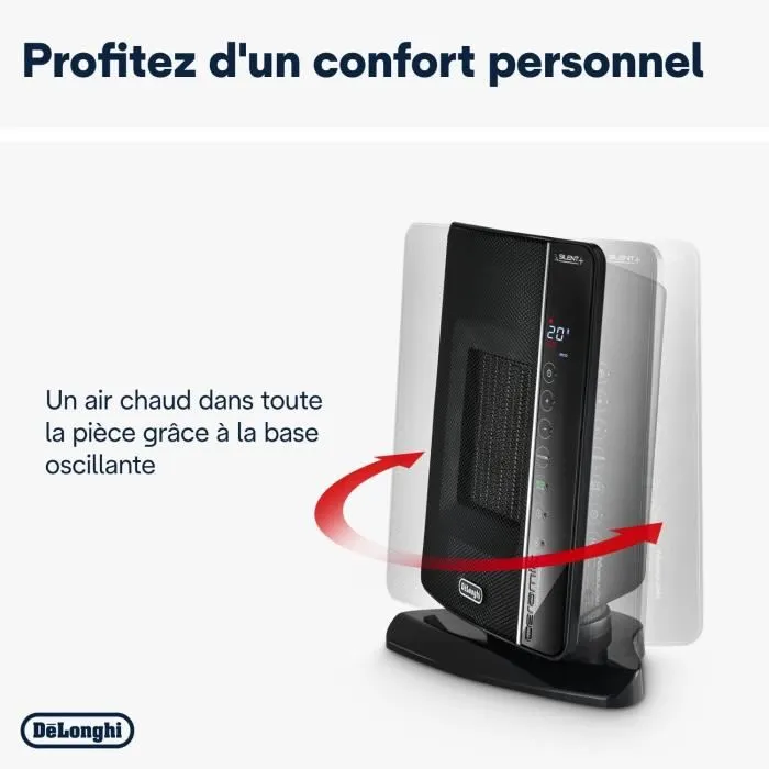 Delonghi Soufflant céramique DCH7993ER.BC 2400W Noir et chrome - Système Eco Plus, silencieux, écran soft touch, chaleur douce Delonghi Soufflant céramique DCH7993ER.BC 2400W Noir et chrome - Système Eco Plus, silencieux, écran soft touch, chaleur douce