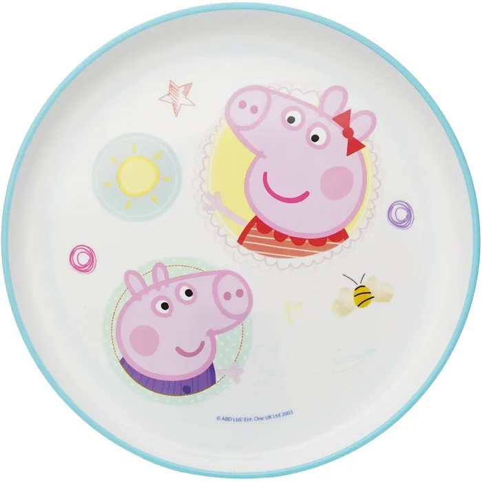 Thermobaby Coffret repas 5 pièces Peppa Pig - Assiette, bol, gobelet, cuillère et fourchette - Bleu