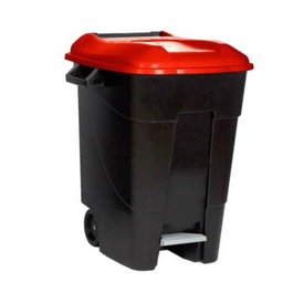 TAYG Conteneur de déchets avec pédale 120 L bleu et rouge