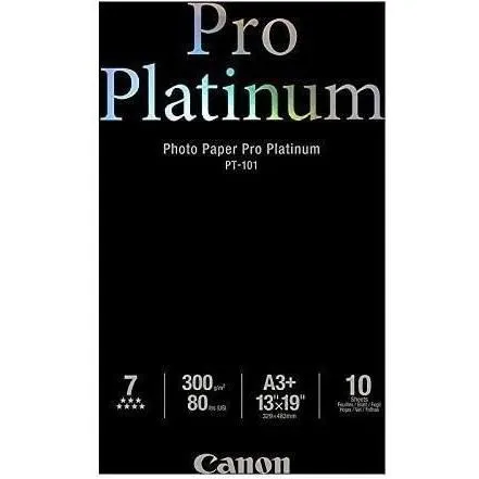 Canon Papier Photo Pro Platinum PT-101 300g/m² Format A3+ - Lot de 10 Feuilles - Finition Brillante