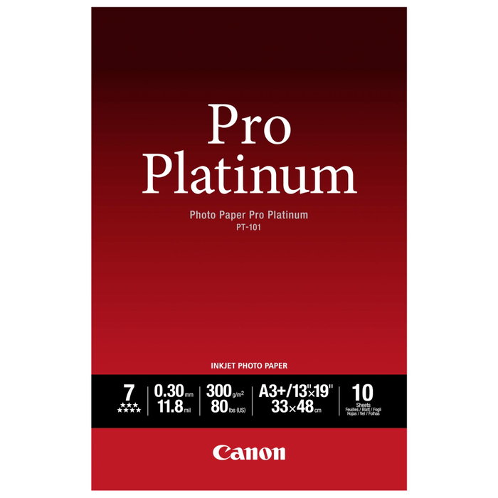 Canon Papier photo Pro Platinum PT-101 A3+ 300g - 10 feuilles