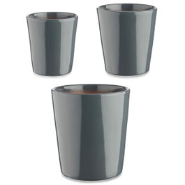 IBERGARDEN Set de 3 maceteros en céramique coniques, Anthracite