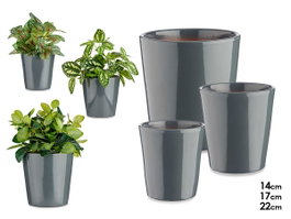 Ibergarden Set 3 Macetas Ceramica Conica 14 cm 17 cm 22 cm Antracita
