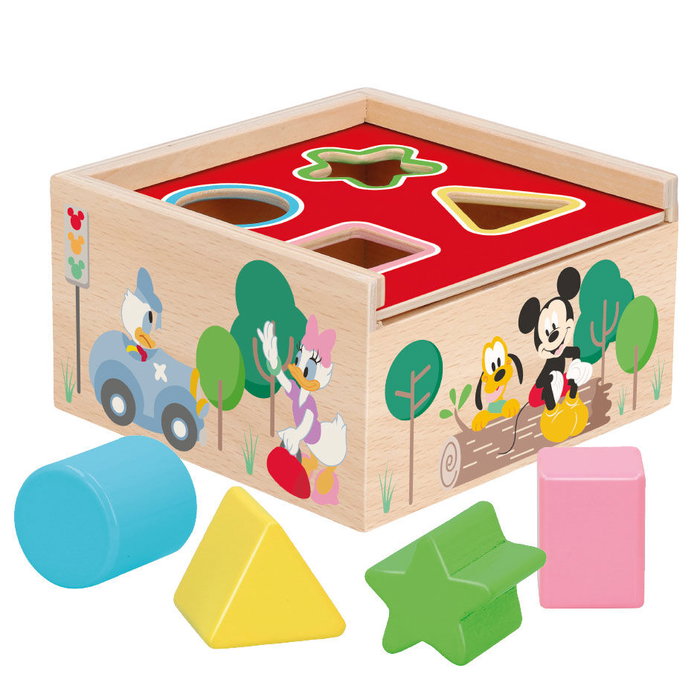 WOOMAX - Jouet d'éveil en bois à empiler formes Mickey et Minnie pour bébé +12 mois - Cubo Disney 5 pièces