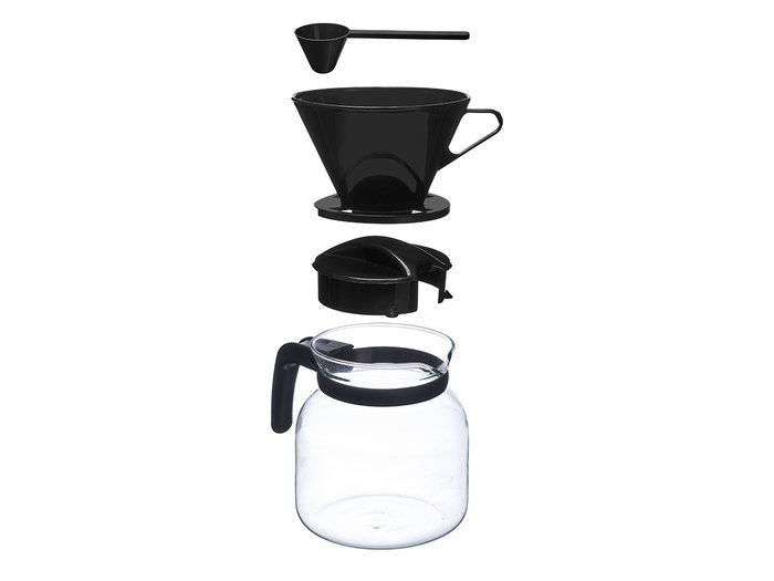 Vivalto Jarre Cafetière Filtre Noire 1,2L Verre Plastique 18x23x12.5cm (Set de 12)