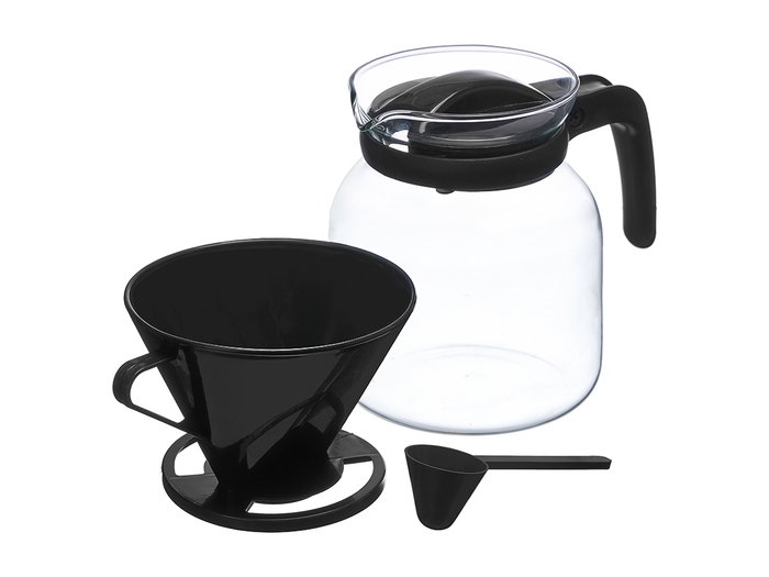 Vivalto Jarre Cafetière Filtre Noire 1,2L Verre Plastique 18x23x12.5cm (Set de 12)