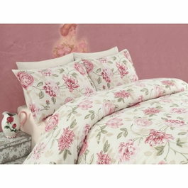 BigBuy Home Parure de couette Crème King size 3 pièces