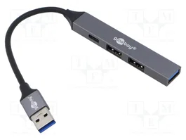 GOOBAY Hub USB 4 ports gris, USB 3.2/2.0, 0,1m