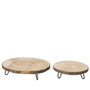 KSD Jeu de 2 plateaux décoratifs ronds en bois, set de 2 pièces