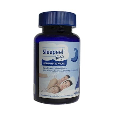 HEEL Sleepeel Noche - 60 Caramelos de Goma avec Mélatonine, Passiflore et Mélisse - Aide à l'endormissement et au jet lag - Saveur Framboise Myrtille HEEL Sleepeel Noche - 60 Caramelos de Goma avec Mélatonine, Passiflore et Mélisse - Aide à l'endormissement et au jet lag - Saveur Framboise Myrtille