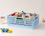KioKids - Boîte de rangement pliable et empilable, 30 x 20 x 12 cm, bleu, polipropylène - Organisation de jouets ou de maison