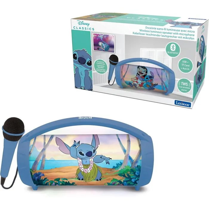 LEXIBOOK Enceinte Bluetooth lumineuse avec micro Disney Stitch