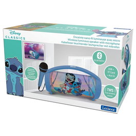 LEXIBOOK Enceinte Bluetooth avec microphone et fonction karaoke portable Stitch Disney - Connectivité USB, AUX, SD, batterie rechargeable
