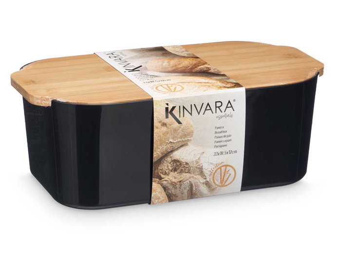 KINVARA Panera noire avec couvercle en bambou 4,5L