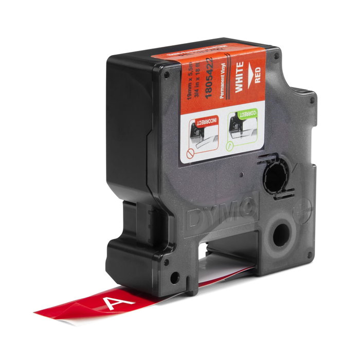 Dymo Ruban Rhino Industrial Vinyl Blanc sur Rouge 1,9 cm x 5,5 m Dymo Ruban Rhino Industrial Vinyl Blanc sur Rouge 1,9 cm x 5,5 m