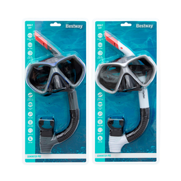 Bestway 24069 Masque et Tuba Adulte avec Valve de Purge, Silicone, Couleur Assortie, pour Plage et Piscine, +14 Ans