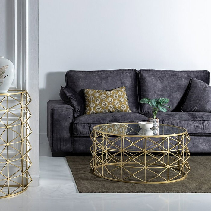 BigBuy Home Table Basse Doré 98 x 98 x 44 cm BigBuy Home Table Basse Doré 98 x 98 x 44 cm