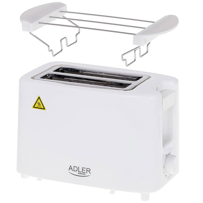 Adler AD 3223 Grille-pain 2 Fentes 900W Blanc avec Rehausse Petits Pains et Nettoyage Facilité Adler AD 3223 Grille-pain 2 Fentes 900W Blanc avec Rehausse Petits Pains et Nettoyage Facilité