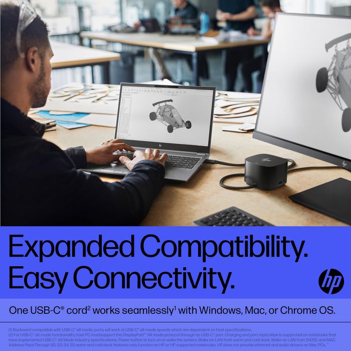 HP Station d'accueil Thunderbolt 4 G4 280 W avec câble combo - Compatible multi-marques, jusqu'à 4 écrans 4K, ports multiples (USB-C, HDMI, DisplayPort, USB-A, RJ45)