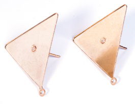 Innspiro Boucles d'oreilles métalliques pour incrustation base triangulaire dorée 24,9x25x12mm