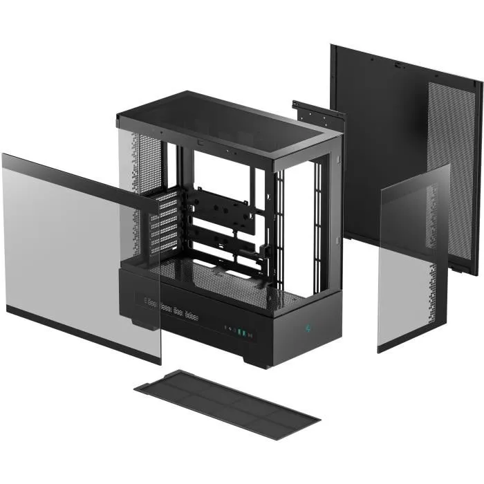 Deepcool CH690 Digital - Boîtier PC Moyen Tour ATX Noir - Avec Affichage Digital, 3 Panneaux en Verre Trempé (Façade, Côté, Arrière), Ports USB 3.0 et Type-C, Sans Alimentation