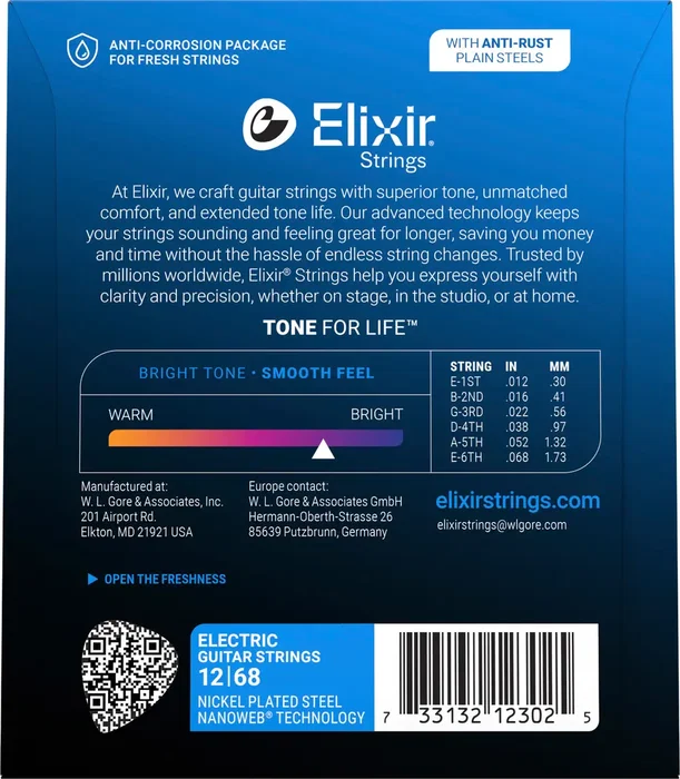 ELIXIR Jeu de cordes électriques Nanoweb Baritone - 12-68
