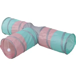 Kerbl Tunnel pour chat Triangle Turquoise/rose/gris