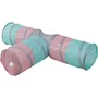 Kerbl Tunnel pour chat Triangle Turquoise/rose/gris