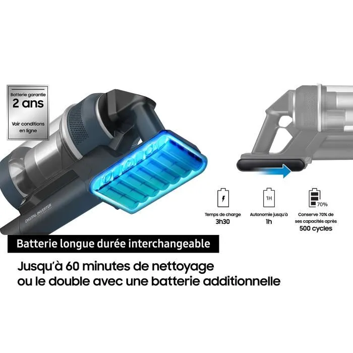 Samsung Bespoke Jet Plus Pet VS20B95823W Aspirateur Balai + Station de Nettoyage 2.0 - 580W - 210AW