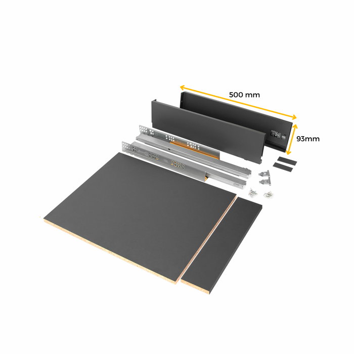 Emuca Kit de tiroirs pour cuisine ou salle de bains Vertex, hauteur 93mm, avec panneaux inclus, module 450mm, peint en blanc