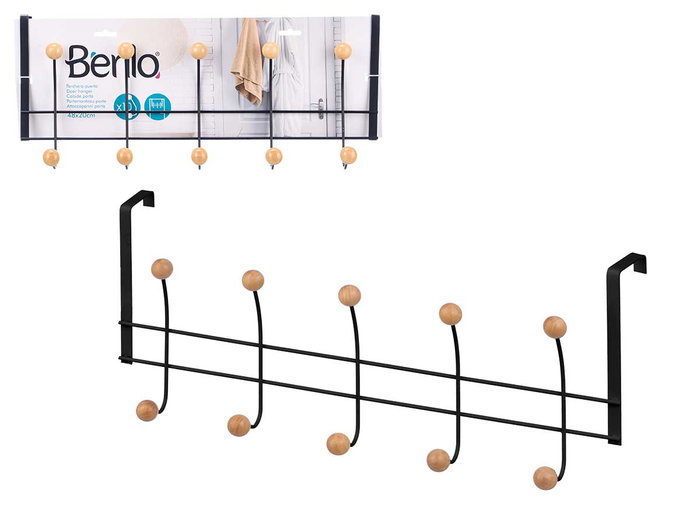 BERILO Porte-perches 10 cintres Noir-Bois BERILO Porte-perches 10 cintres Noir-Bois