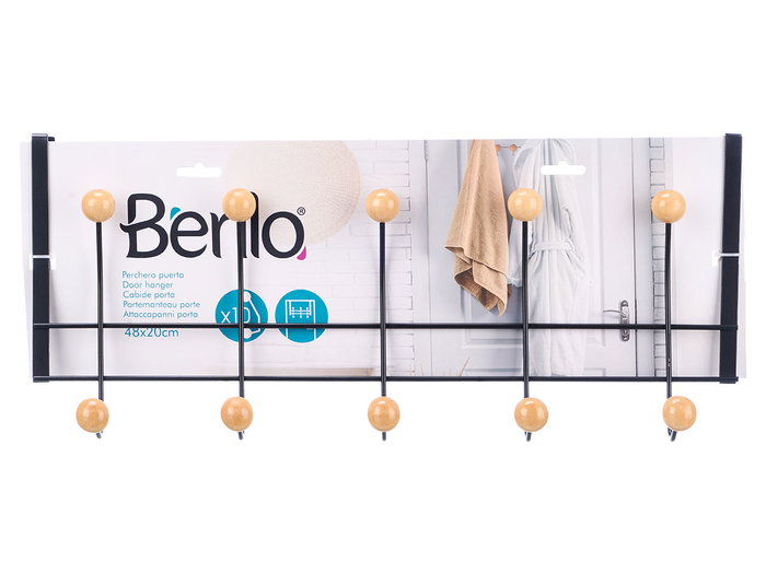 BERILO Porte-perches 10 cintres Noir-Bois