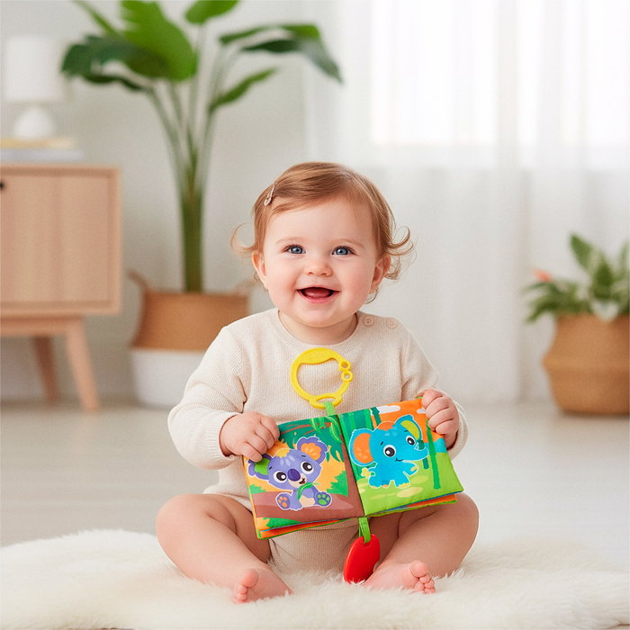Playgro Livre d'activités pour poussette 0189056 – avec textures, mordeur et clip, multilingue