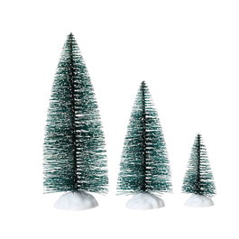 Lumineo Set de 10 sapins en plastique vert effet neigeux - 2x13.5 cm, 3x9.5 cm, 5x6 cm