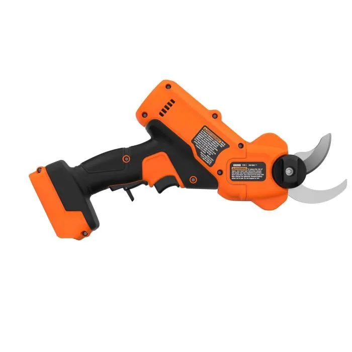 Black + Decker Sécateur électrique sans fil BCPP18B-XJ 18V - Coupe 25 mm - Léger 1.7 kg - Orange Black + Decker Sécateur électrique sans fil BCPP18B-XJ 18V - Coupe 25 mm - Léger 1.7 kg - Orange