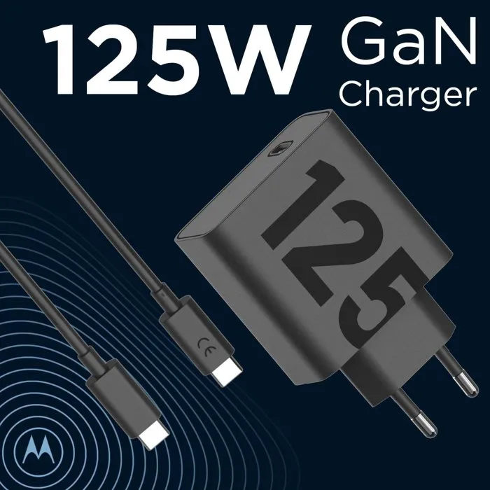 Motorola Chargeur TurboPower 125W PG38C06280 - Charge Rapide USB-C vers USB-C - Câble 1m - Noir