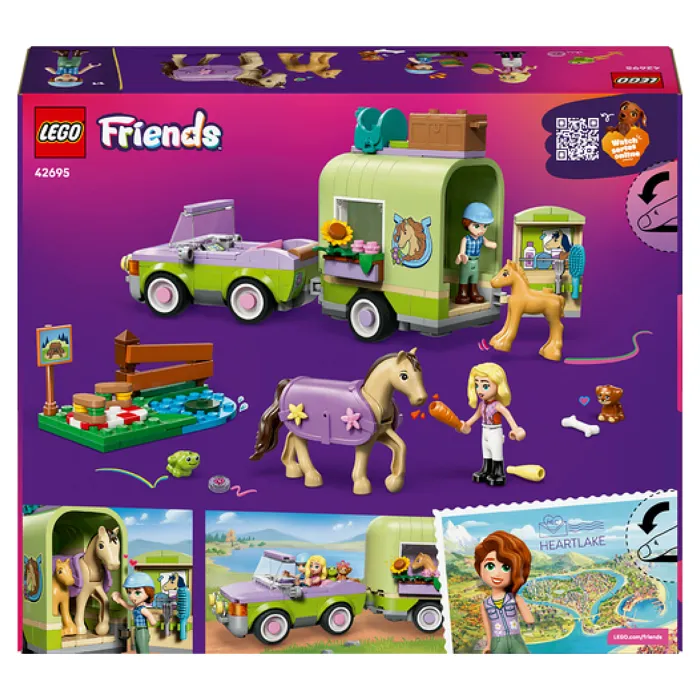 LEGO Friends 42695 - Jeu de Construction La Remorque du Cheval et du Poulain - Avec Voiture, Cheval, Poulain et Mini-Poupées - À Partir de 7 Ans