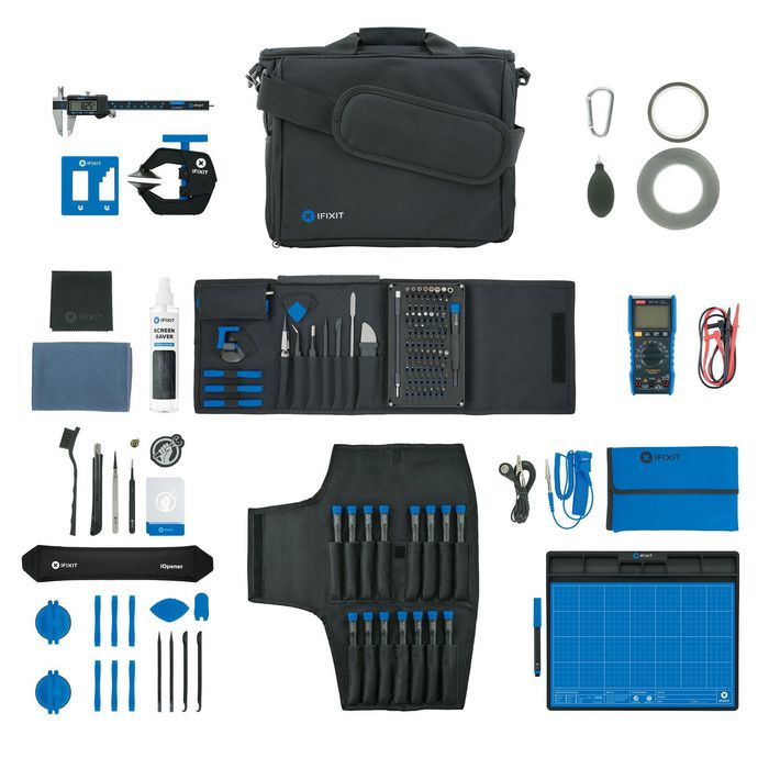 iFixit RBT - Boîte à outils professionnelle de réparation 2023 complète avec sac messager, kit Pro Tech, pince Anti-Clamp, FixMat et accessoires iFixit RBT - Boîte à outils professionnelle de réparation 2023 complète avec sac messager, kit Pro Tech, pince Anti-Clamp, FixMat et accessoires