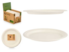 Kinvara Set de 6 assiettes plates biodégradables blanc 25,4 x 3 cm papier compostable (Set de 64)