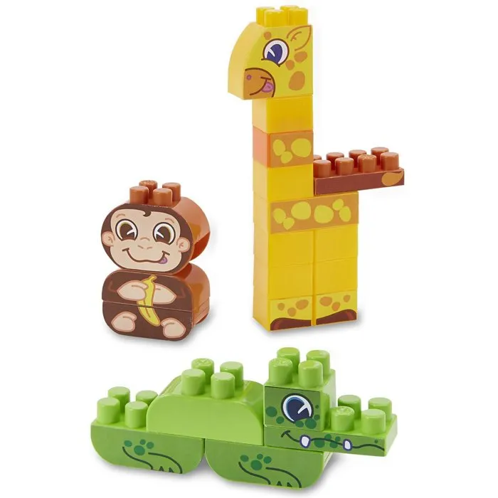 ECOIFFIER Abrick 1445 - Baril de rangement Jungle 70 pièces - Jeu de construction avec animaux (girafe, singe, crocodile) - Pour enfant dès 18 mois
