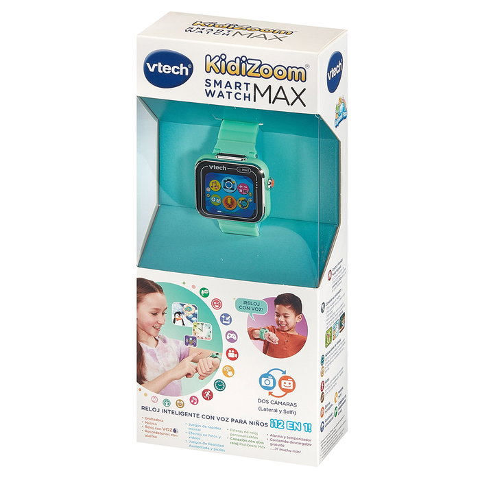 Vtech Kidizoom Smartwatch Max Aguamarina - Montre connectée pour enfant avec écran tactile, appareil photo duo, 256 Mo, jeux et musique - Version espagnole Vtech Kidizoom Smartwatch Max Aguamarina - Montre connectée pour enfant avec écran tactile, appareil photo duo, 256 Mo, jeux et musique - Version espagnole