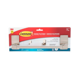 3M Barre à serviettes nickel satiné 299 x 77 x 47 mm, 1 pièce + 4 bandes, max 1,3 kg