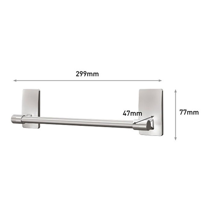 3M Barre à serviettes nickel satiné 299 x 77 x 47 mm, 1 pièce + 4 bandes, max 1,3 kg