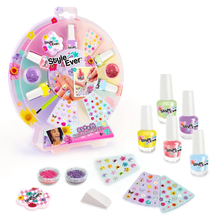 Canal Toys Kit de manucure créative Roue Nail Art OFG 359 Style 4 Ever avec vernis pastels, stickers, paillettes et accessoires pour enfants à partir de 8 ans