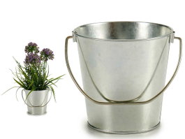 Ibergarden Seau en métal zinc avec anse 18x23x16 cm 1,5 L Argent (Set de 24)