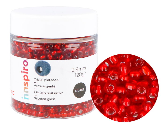 Innspiro Perles de rocaille en verre argenté bordeaux 3,8mm - 120g Innspiro Perles de rocaille en verre argenté bordeaux 3,8mm - 120g