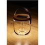 Krinner Lumix Deco Glass Basic, Lampe en verre blanc/transparent avec couvercle en bambou et chargement solaire