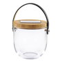 Krinner Lumix Deco Glass Basic, Lampe en verre blanc/transparent avec couvercle en bambou et chargement solaire